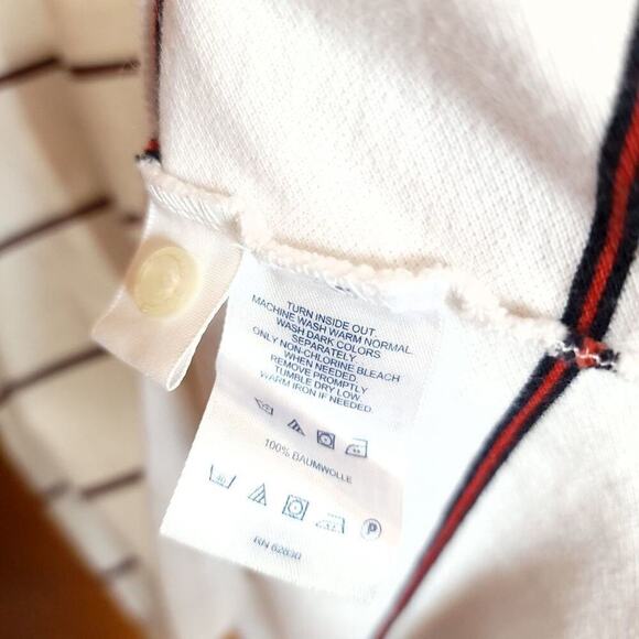 Lands End Polo Mens Shirt Size Xl Striped White Red Navy Used Collared Cotton - Picture 9 of 9